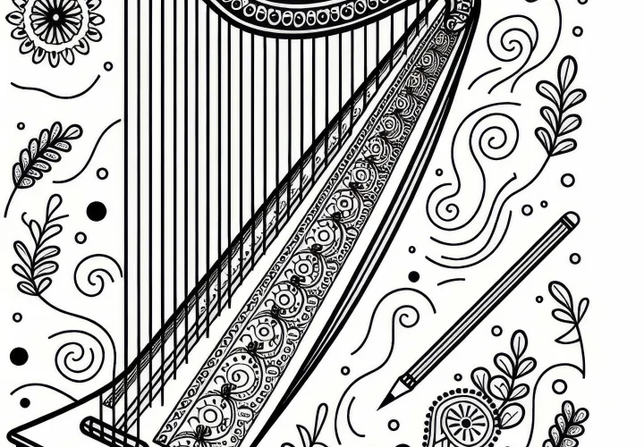 Keyed fiddle coloring page for string instruments free