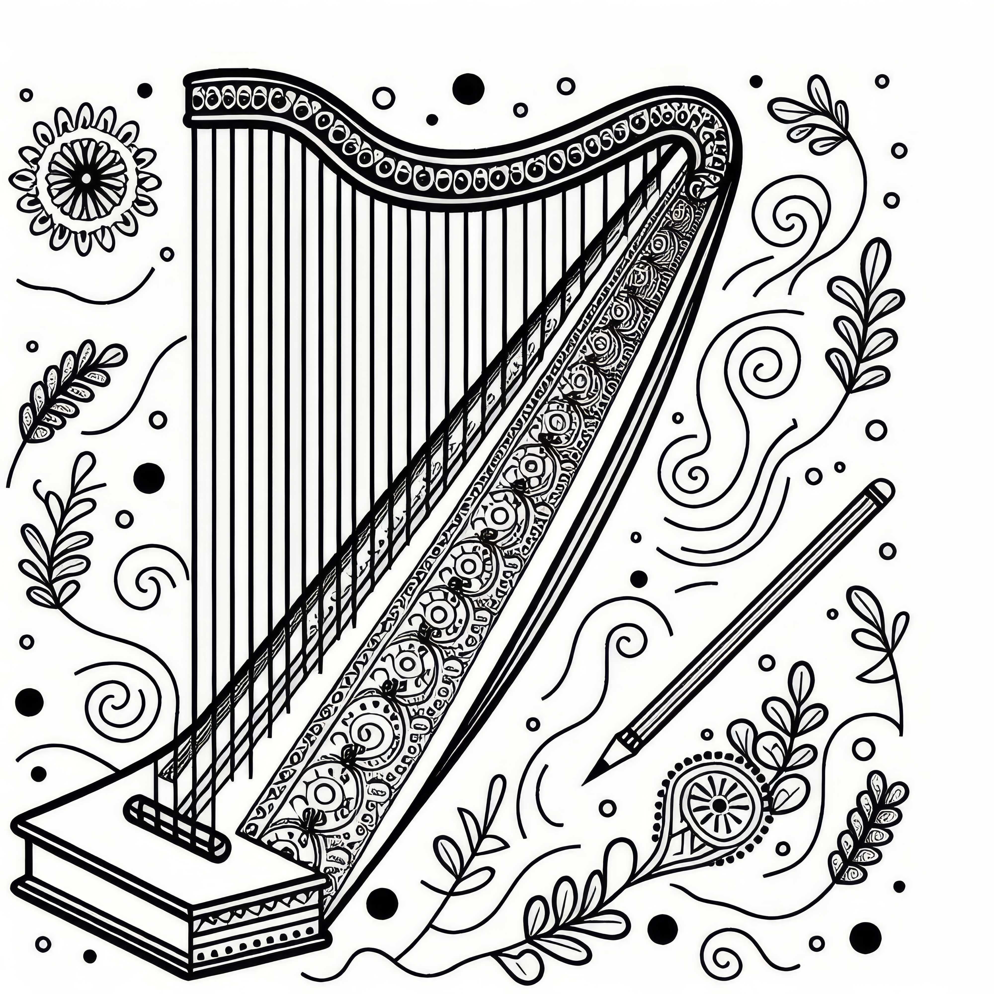 Coloring page of nyckelharpa for string instruments free of charge