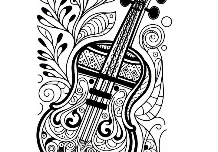 Violin Coloring Page Free