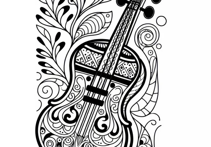 Violin Coloring Page Free
