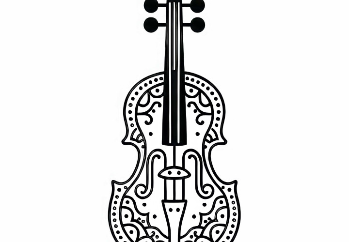Hardanger fiddle coloring page for string instruments – Free