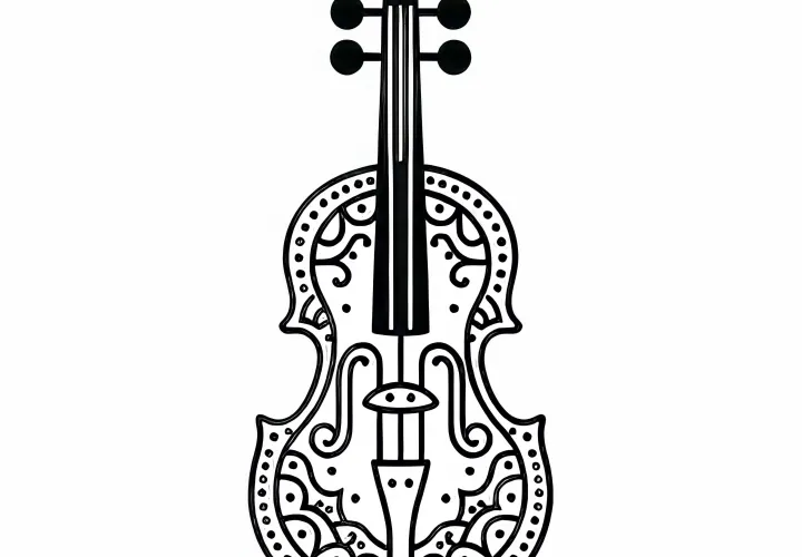 Hardanger fiddle coloring page for string instruments – Free