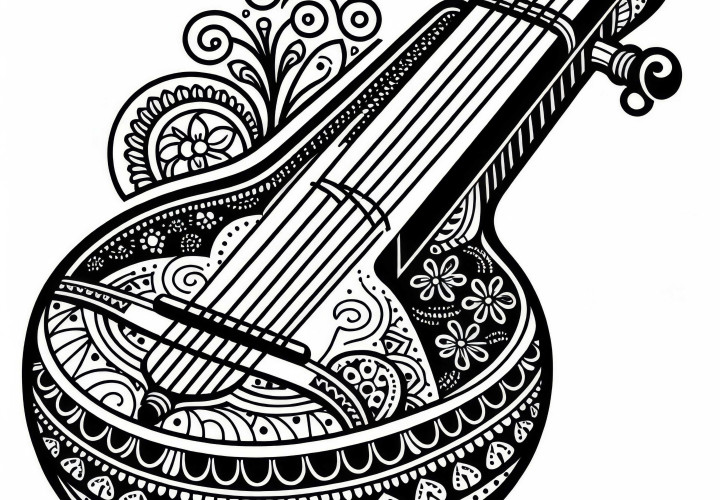 Coloring page Sarangi – download string instrument for free