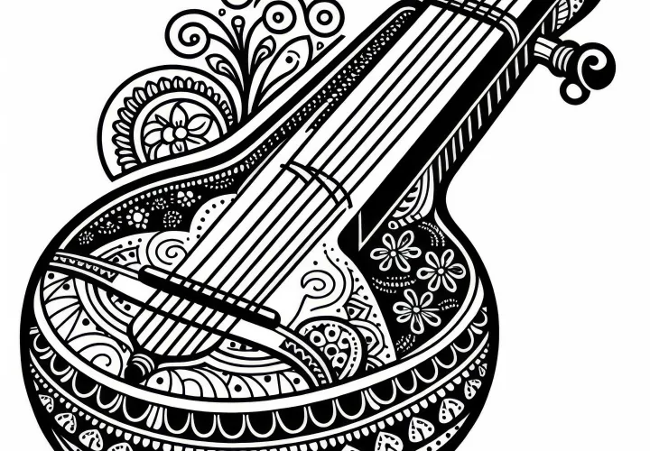 Coloring page Sarangi – download string instrument for free