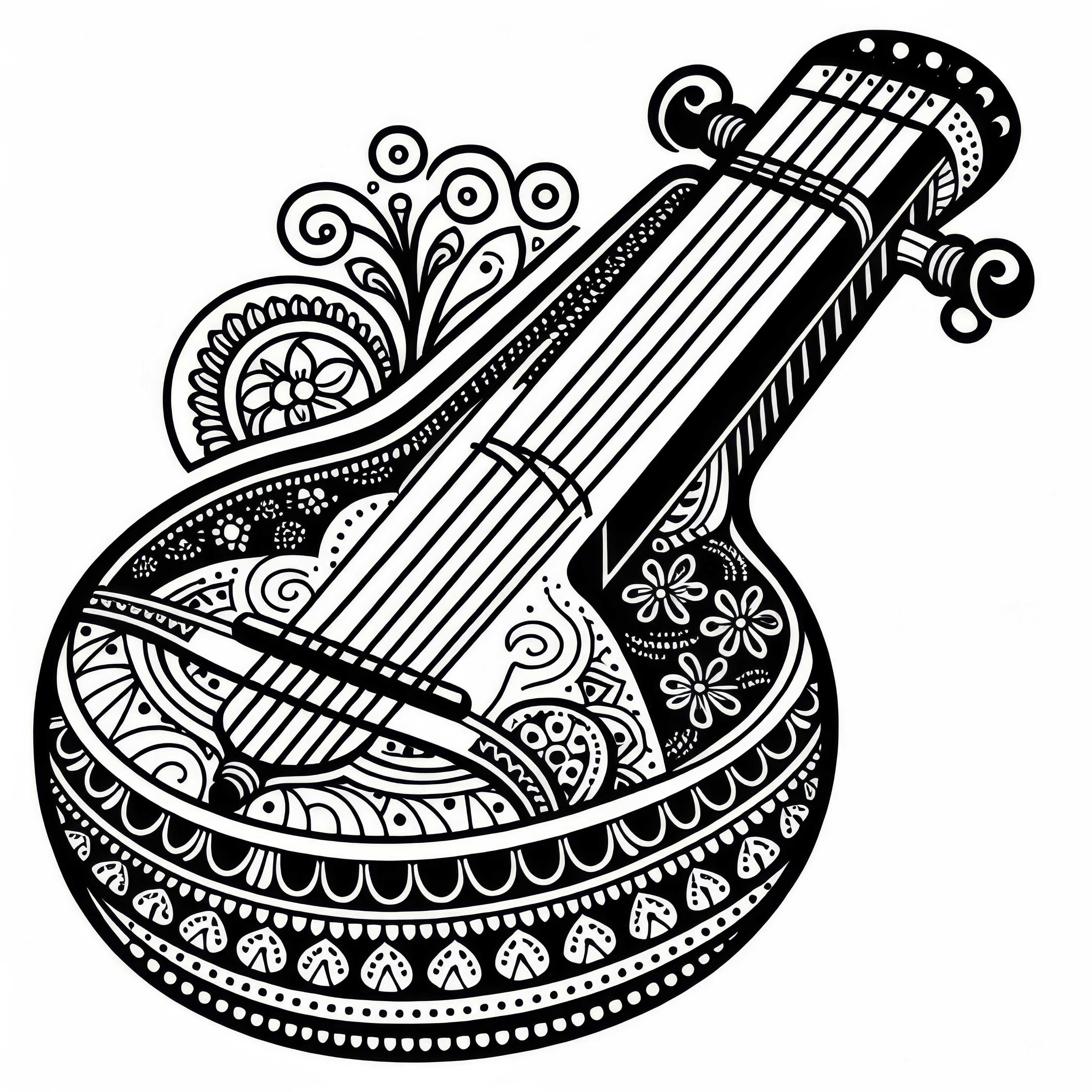 Coloring page Sarangi &ndash; string instrument available for free download