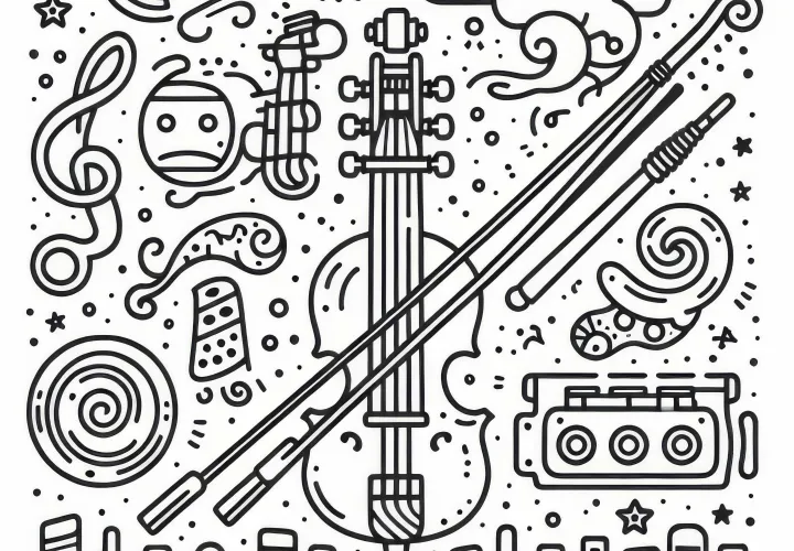 Tuner Coloring Page Accessories String Instruments Free