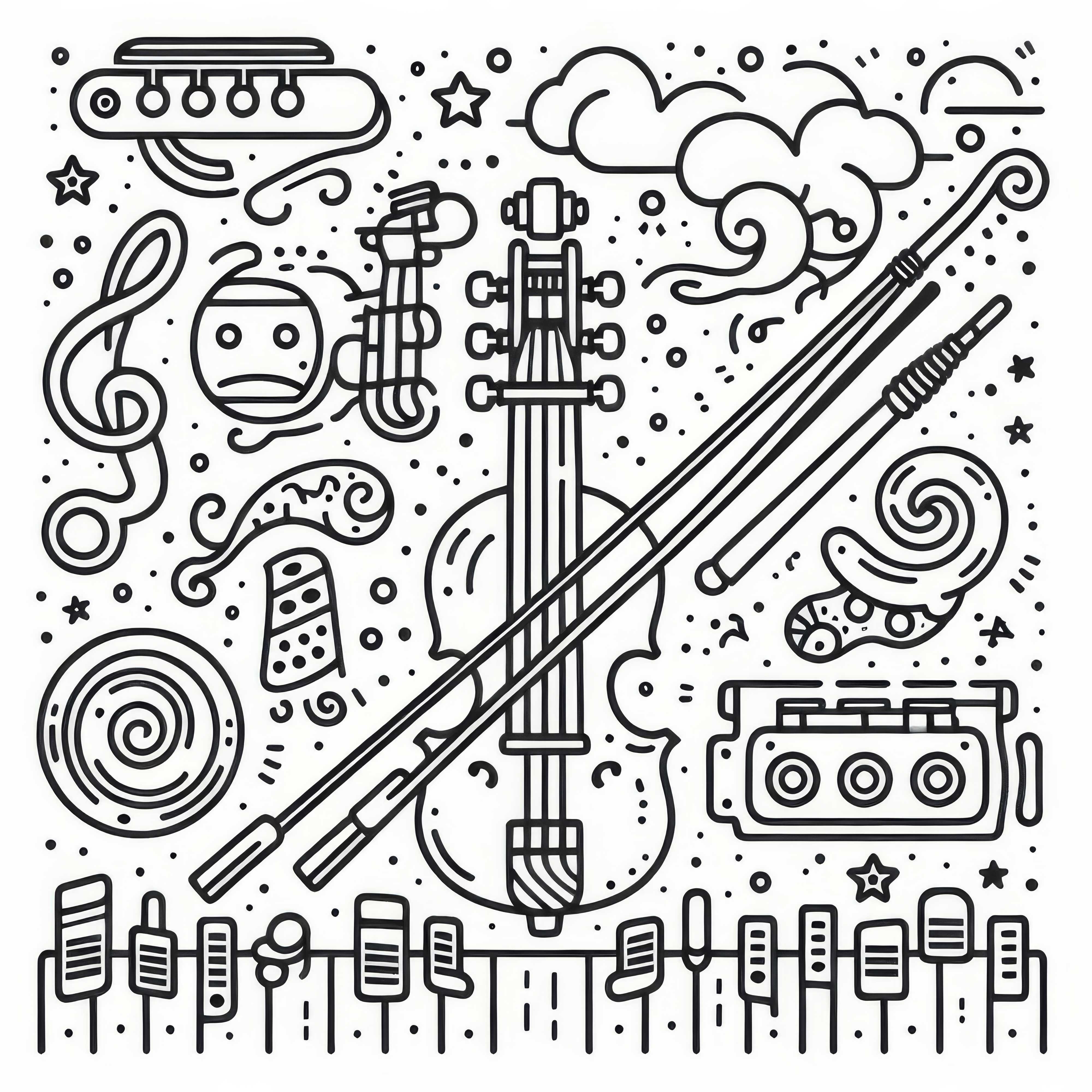 Tuning fork coloring template accessories string instruments free