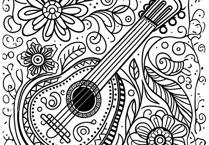 Stringed instrument coloring template free