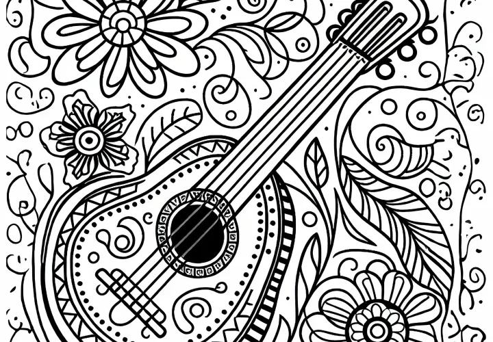 Stringed instrument coloring template free