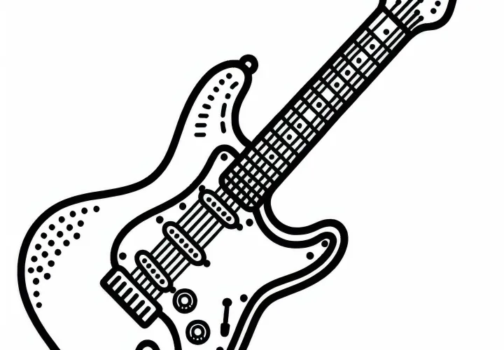 Безплатен оцветяващ лист за електрическа китара за струнни инструменти