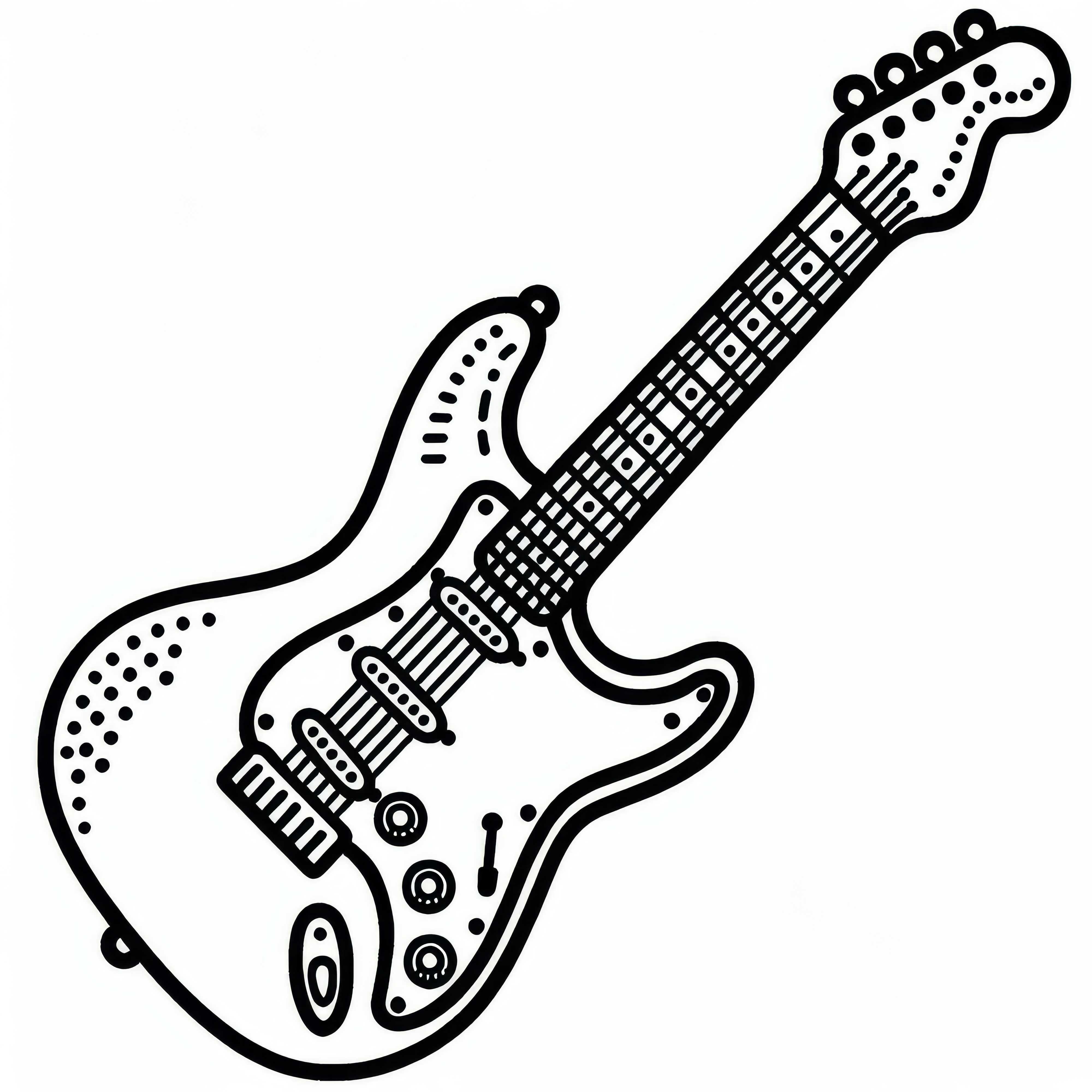 Gambar E-Gitar yang dapat diwarnai untuk alat musik petik Gratis