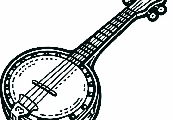 Безплатен шаблон за оцветяване на струнен инструмент: Банджо