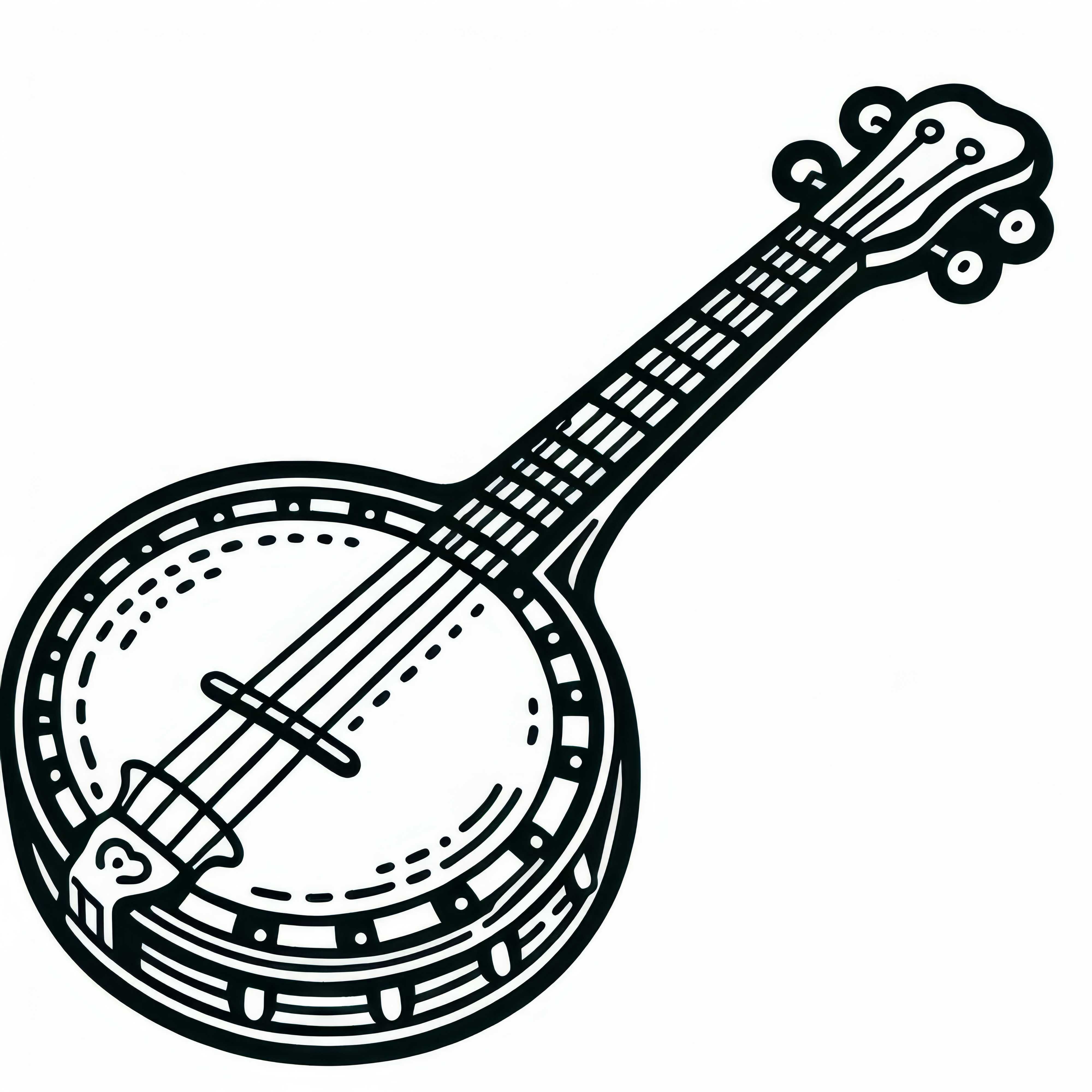 Template menggambar gratis untuk alat musik petik: Banjo
