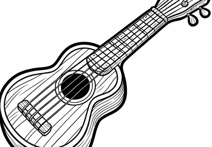 Gambar mewarnai ukulele sebagai alat musik petik unduh gratis