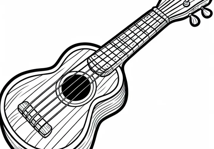 Безплатно изтегляне на оцветяваща картина на укулеле като перкусионен инструмент