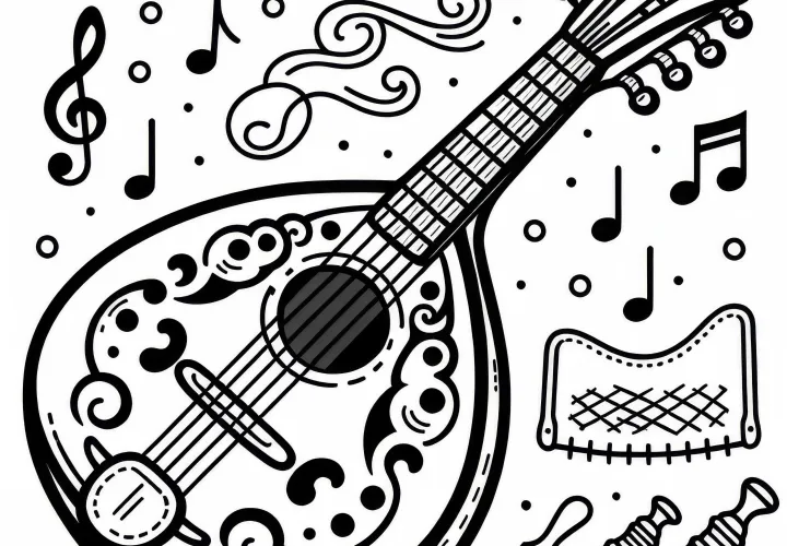 Мандолина за оцветяване – Струнен инструмент Безплатно сваляне