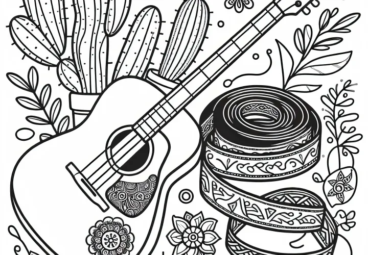 Малка картинка за оцветяване на музикални инструменти – Безплатна оцветяваща картина