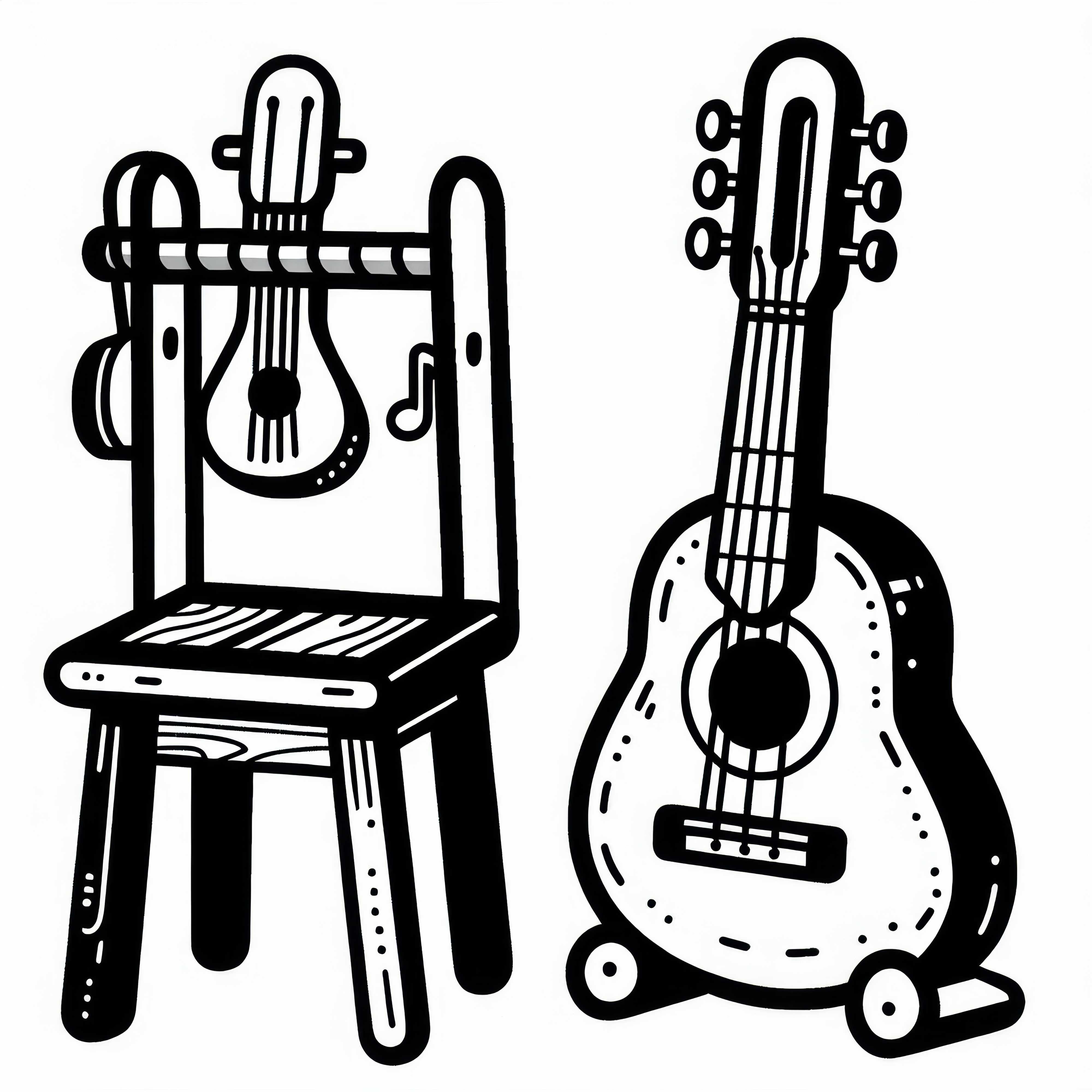 Gambar mewarnai penyangga gitar untuk aksesori dan instrumen petik