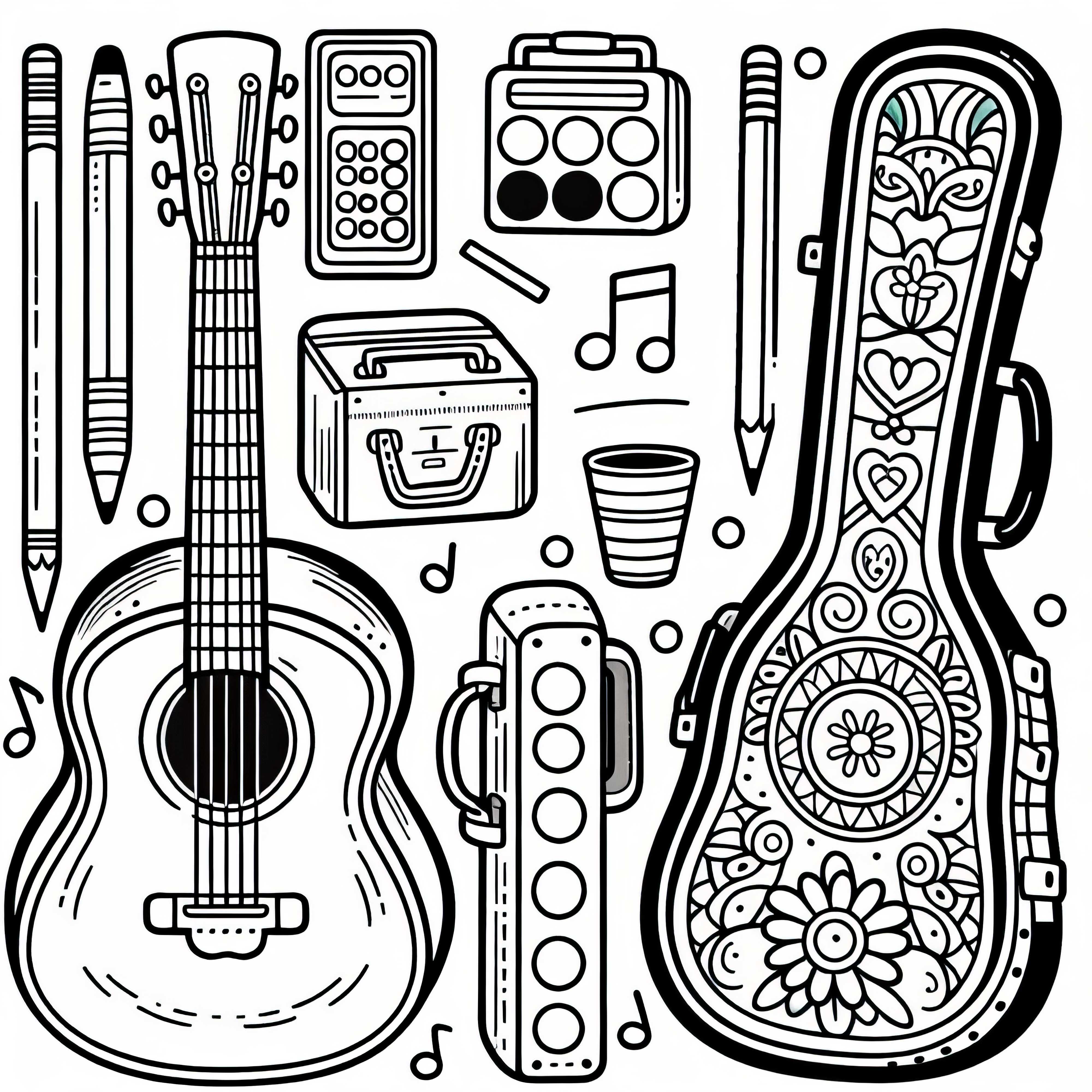 Template kotak gitar untuk aksesori alat musik petik – Gratis