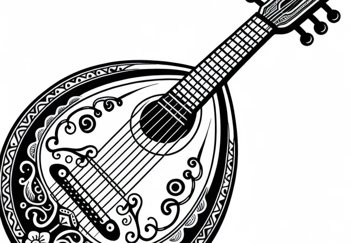 Бузуки шаблон за оцветяване на инструменти за щипки Безплатно сваляне