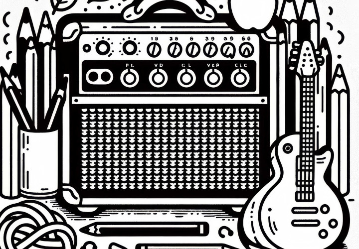 Gambar mewarnai amplifier gitar untuk alat musik petik – Unduhan gratis