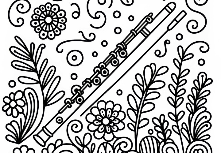 Desen de colorat nai - instrument de suflat din lemn Gratuit