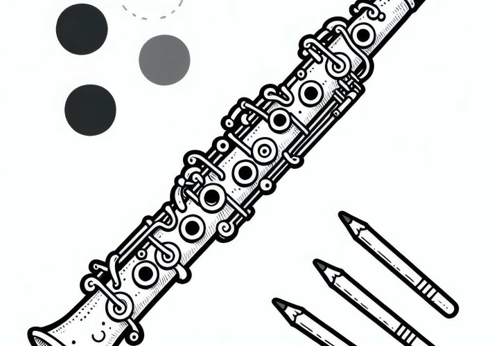 Desen de colorat cu o clarinetă – Instrument de suflat din lemn gratuit