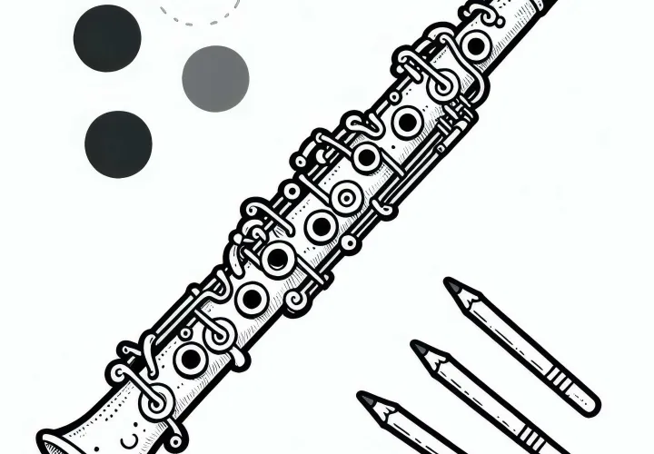 Оцветяваща страница на кларинет - Безплатен дървен духовой инструмент
