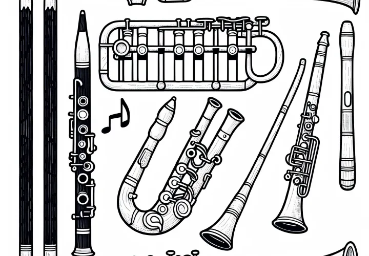 Безплатно изображение за оцветяване на дървени духови инструменти за изтегляне