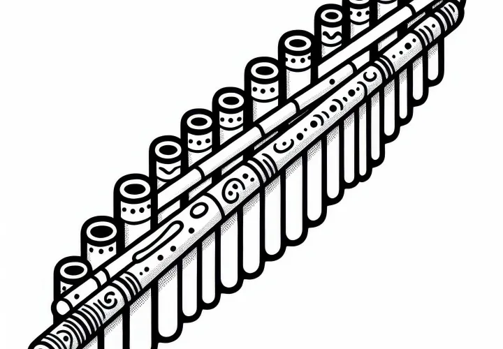 Оцветяваща страница с флейтист – Безплатен дървен духови инструмент