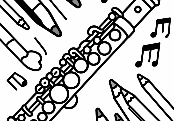 Оцветяваща картина на стара флейта – дървен духова музика за безплатно изтегляне