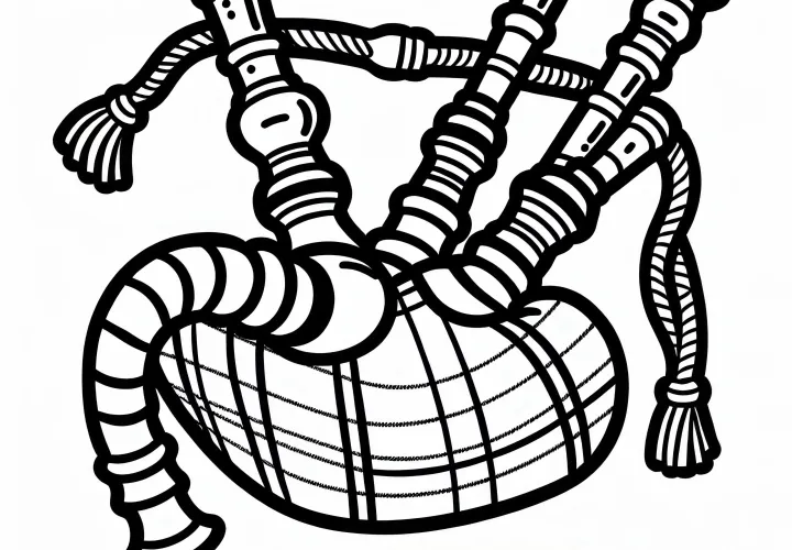 Шаблон за оцветяване на волинка: Висококачествена картина за оцветяване на дървен духови инструмент за изтегляне