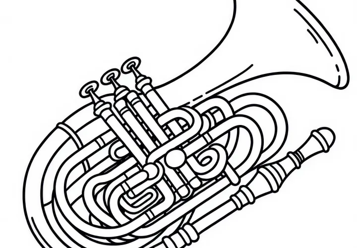 Безплатно изтегляне на оцветяваща страница с дървени духови инструменти