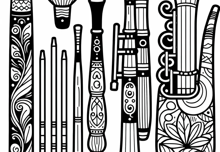 Кутия за мундщуци – Оцветяваща страница за принадлежности за дървени духови инструменти безплатно