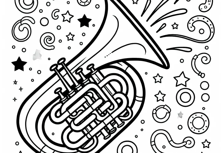 Безплатно изтегляне на шаблон за оцветяване на туба за медни духови инструменти