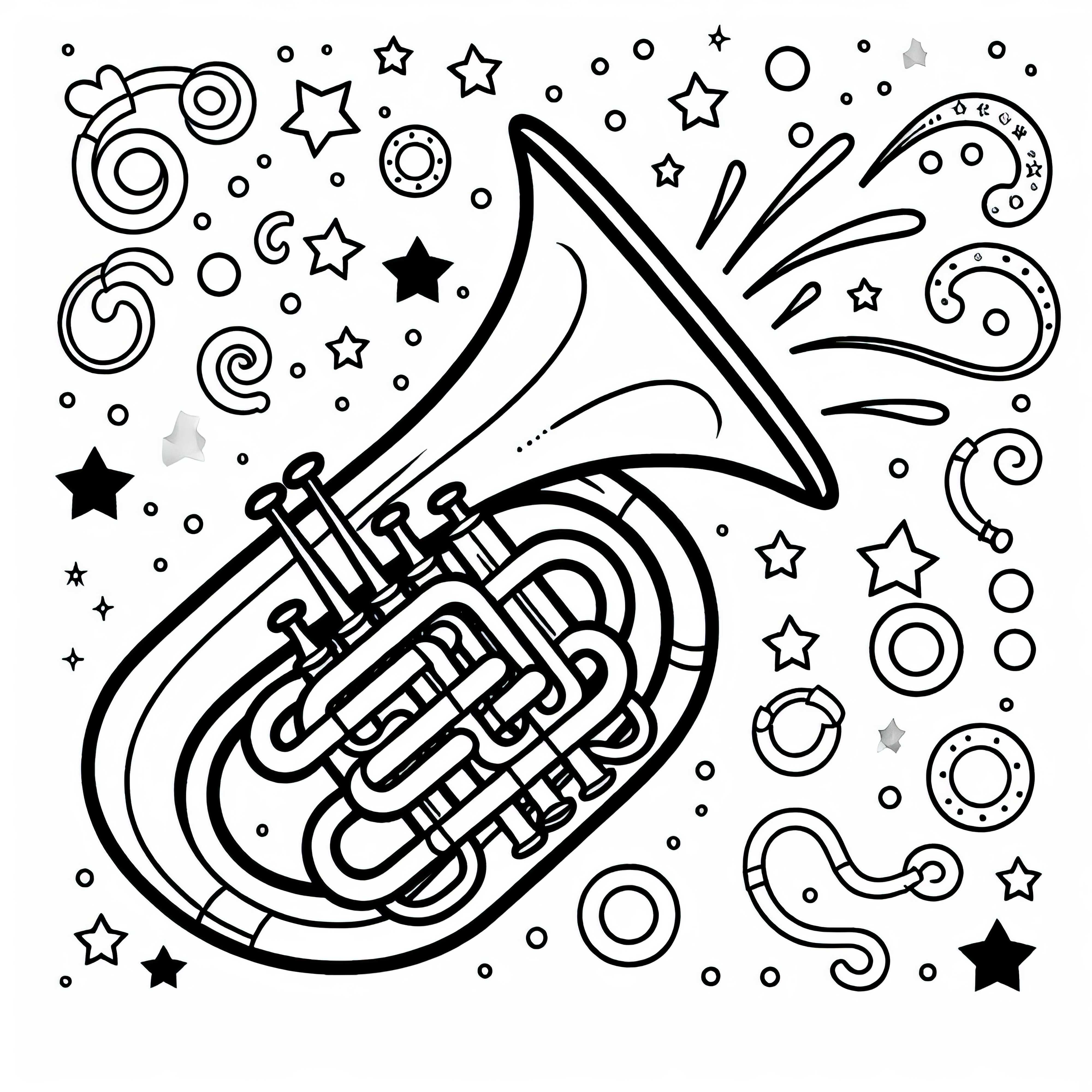 Scarica gratuitamente il modello da colorare della tuba per strumenti a fiato