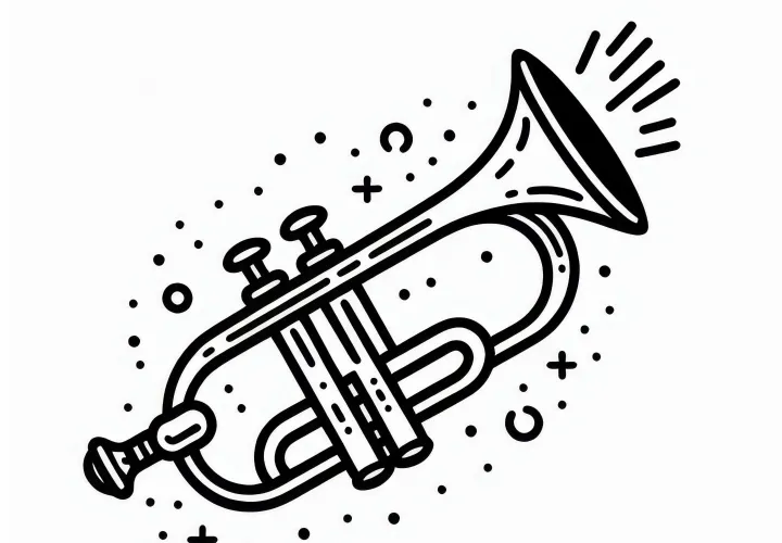Оцветяваща страница с тромпет – безплатно изтегляне на меден духов инструмент