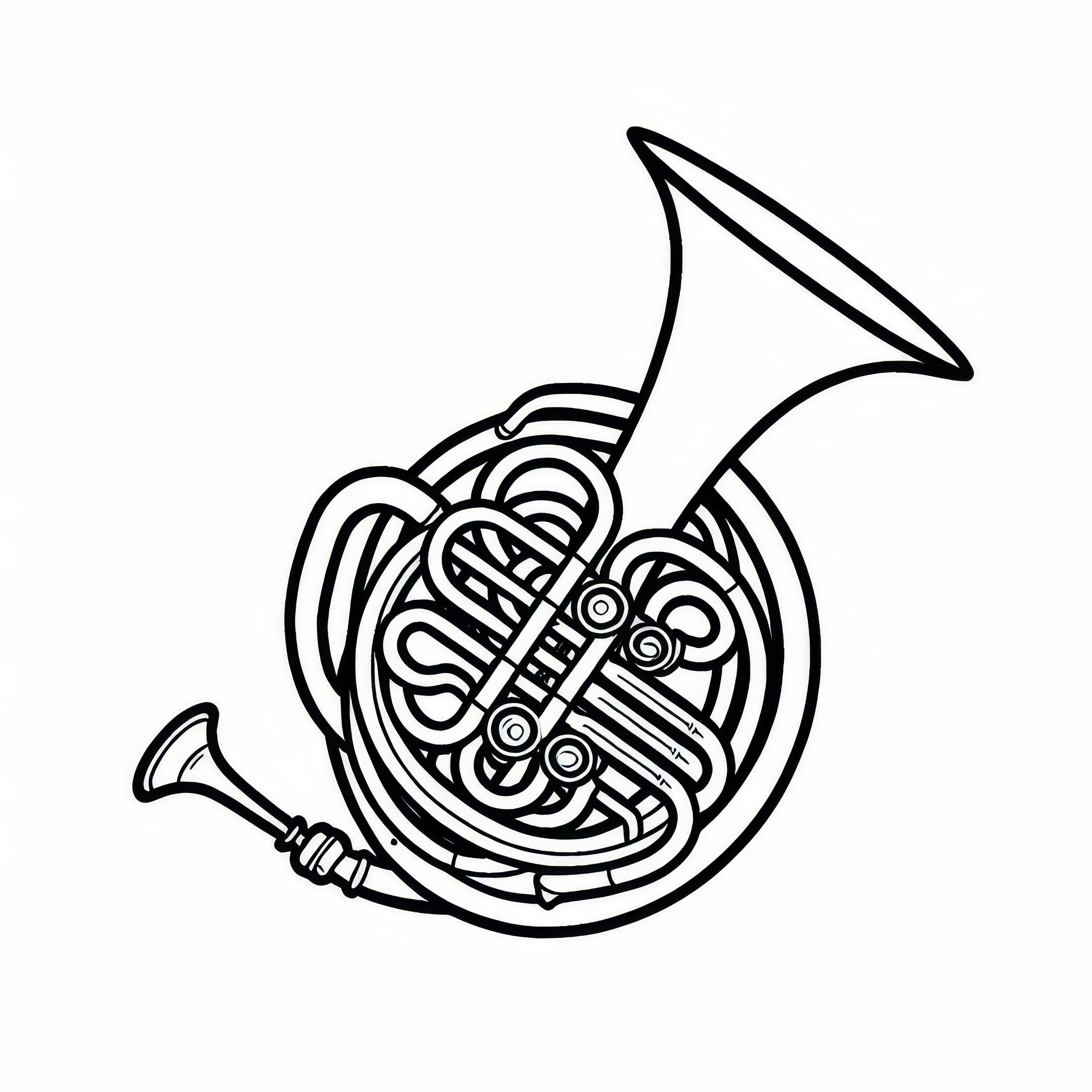 Horn e corno francese da colorare - strumento a fiato in ottone gratuito