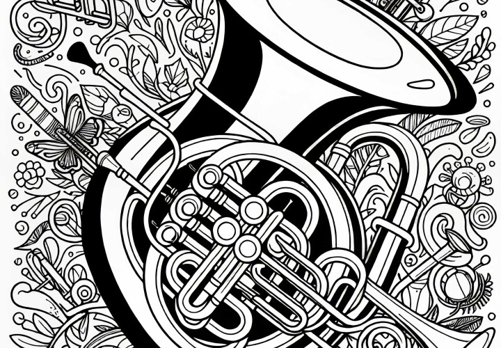 Modello da colorare per euphonium – Gratuito
