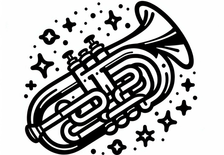 Disegno da colorare di cornetto per strumenti a fiato – Download gratuito