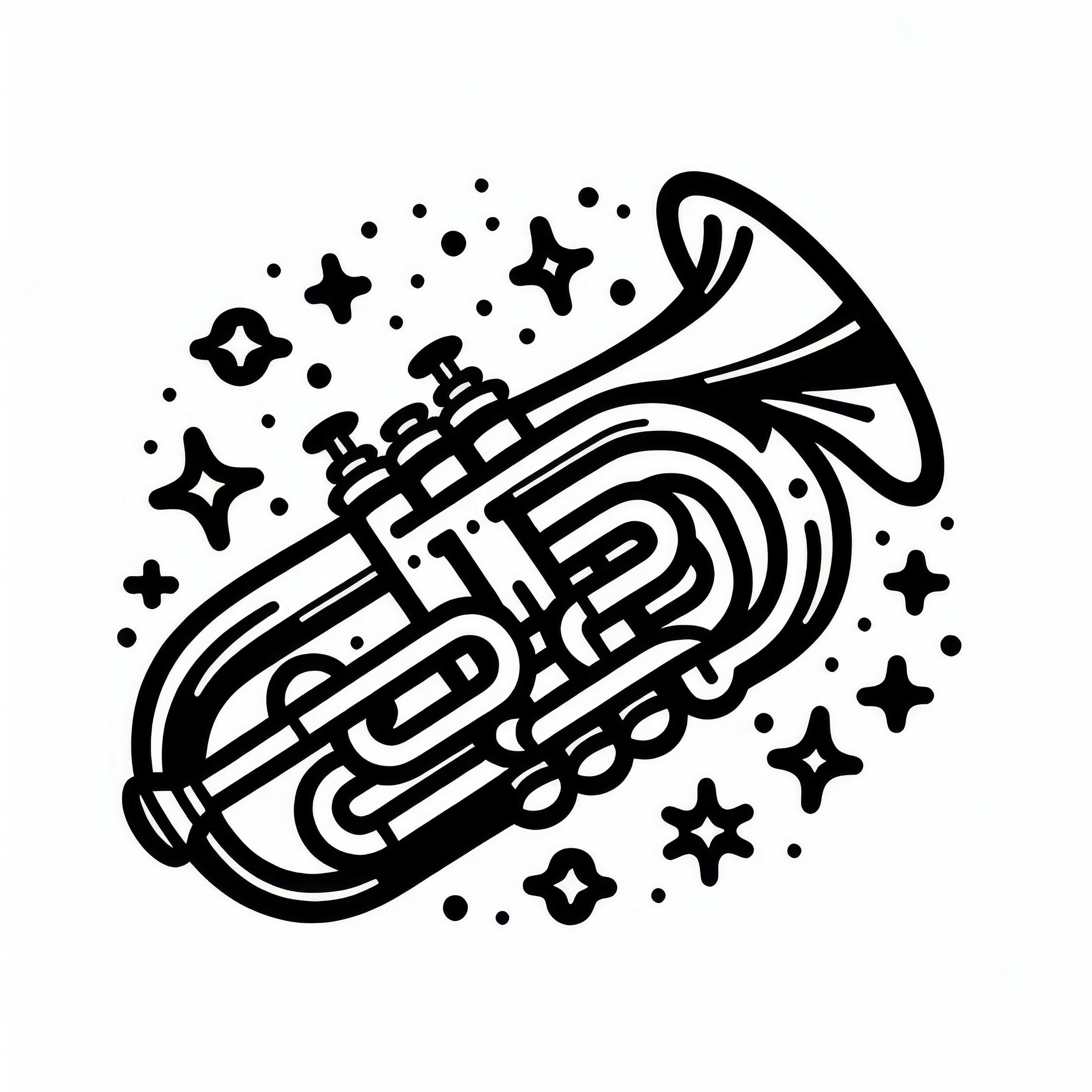 Immagine da colorare di cornetto per strumenti a fiato - Download gratuito