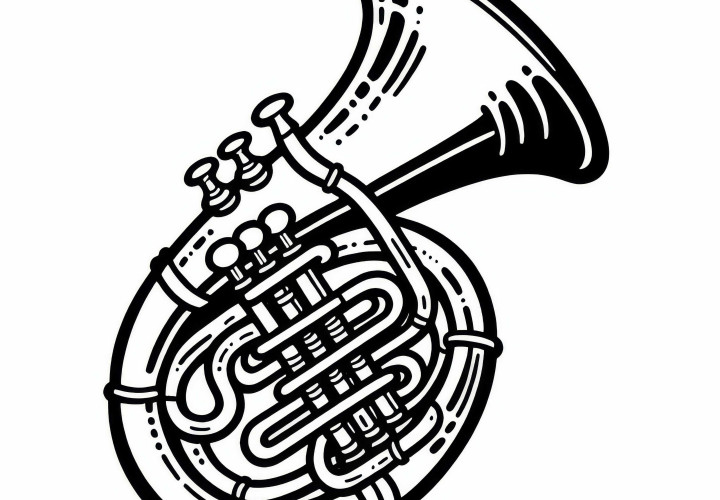 Sousaphone coloring template for brass instruments available for free download