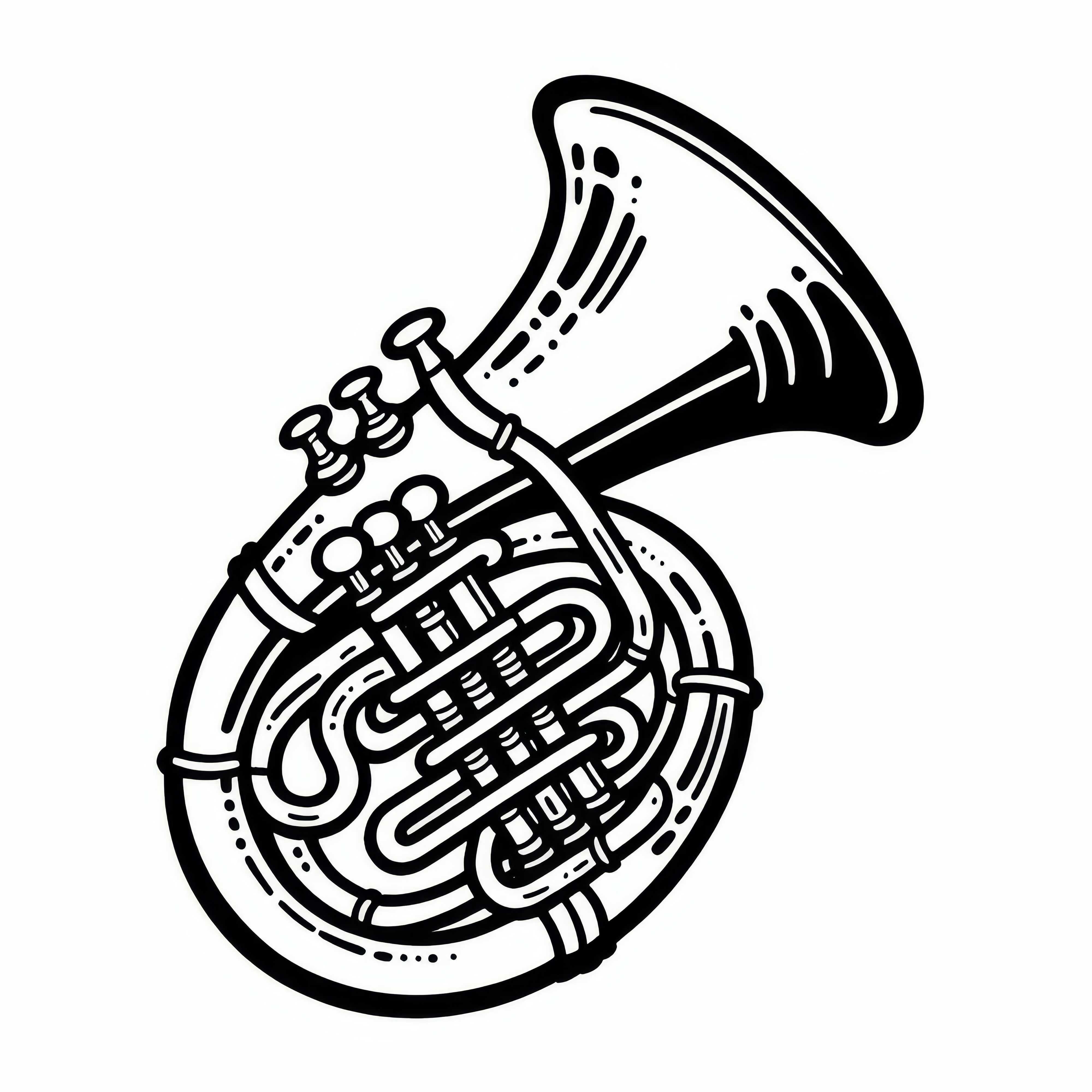 Sousaphone coloring template for brass instruments available for free download