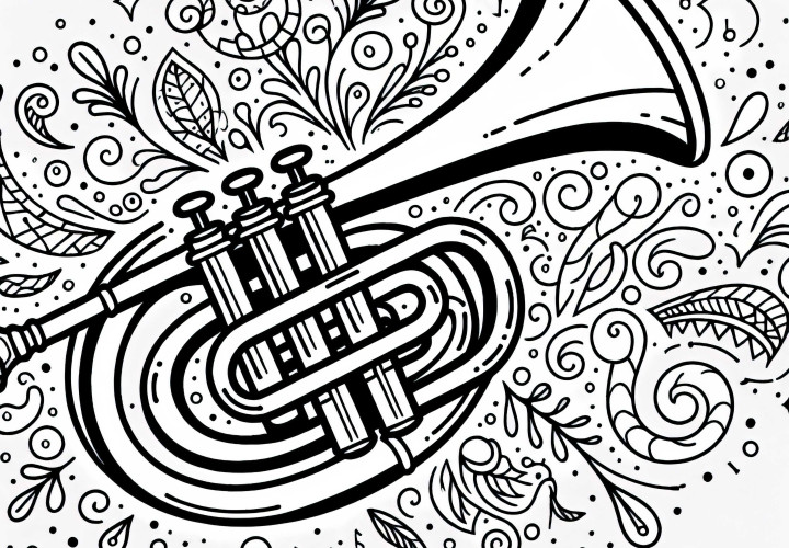 Coloring page flugelhorn – brass instrument available for free download
