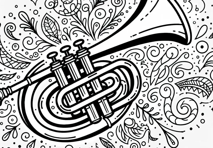Coloring page flugelhorn – brass instrument available for free download