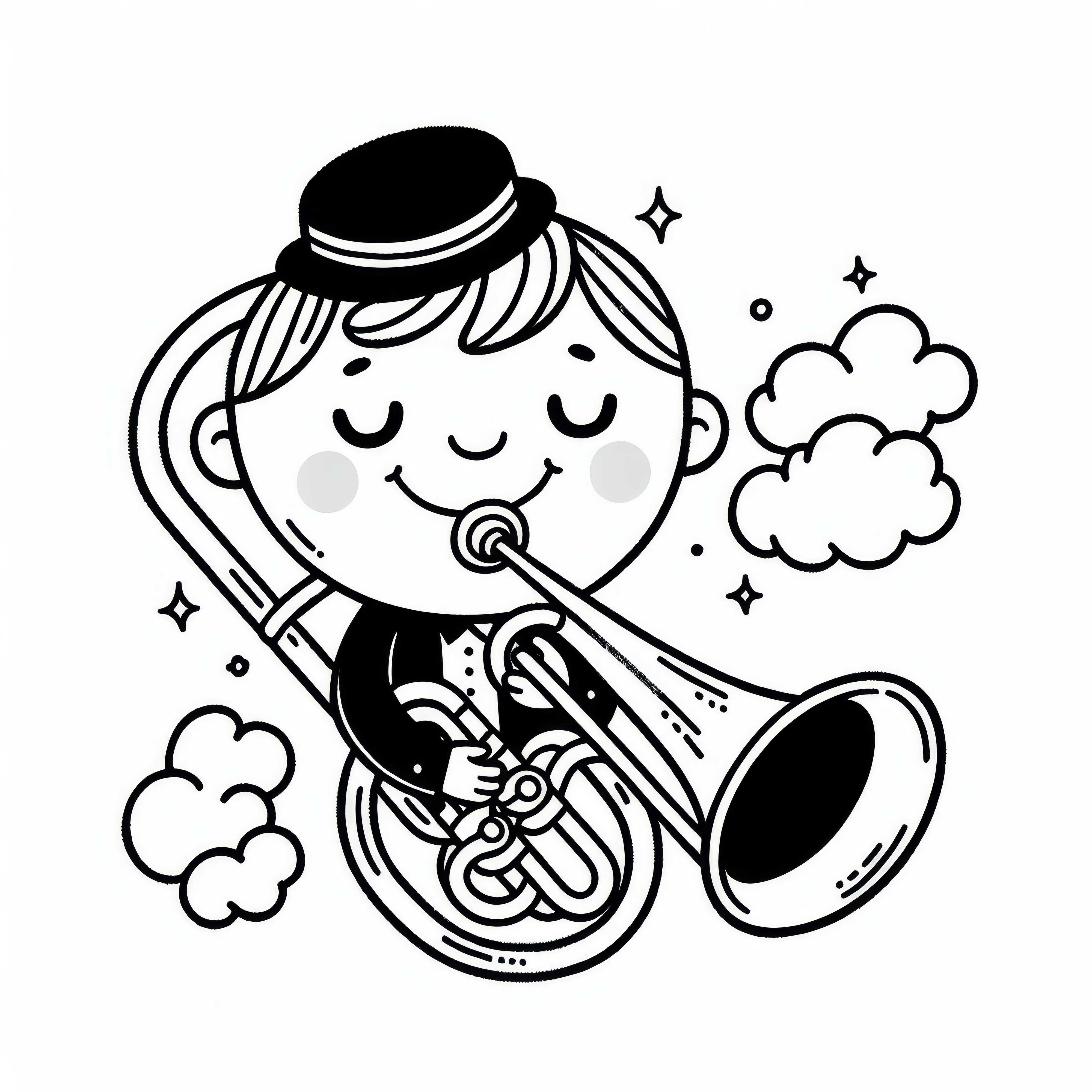 Old trombone coloring page: Brass instrument for free