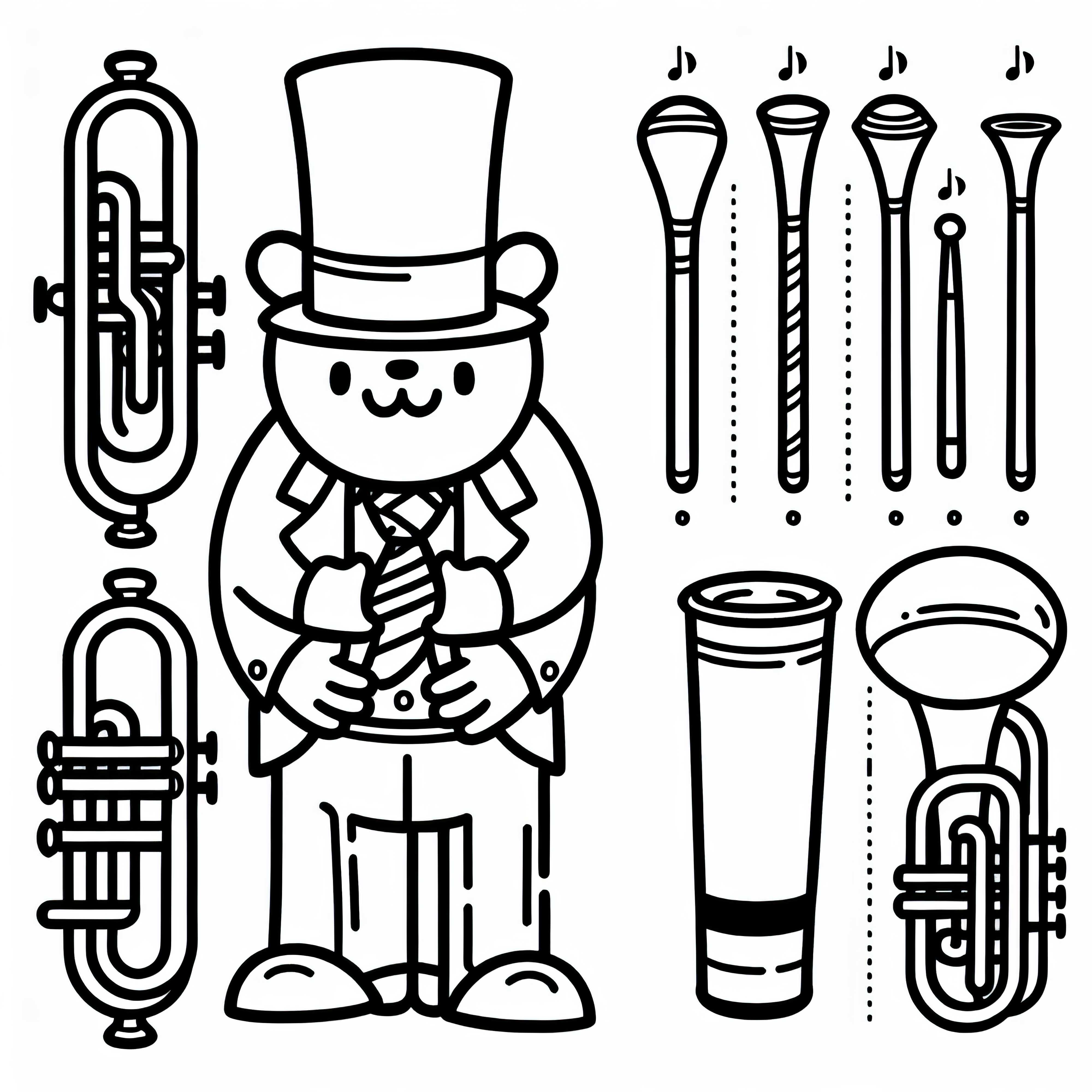 Coloring page for brass instruments - Free coloring template and accessories Coloring page for brass instruments - Free coloring template and accessories