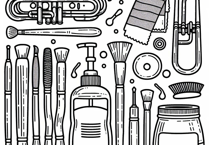Free download of cleaning kits, brushes, cloths, oils, coloring pages, accessories, and brass instruments