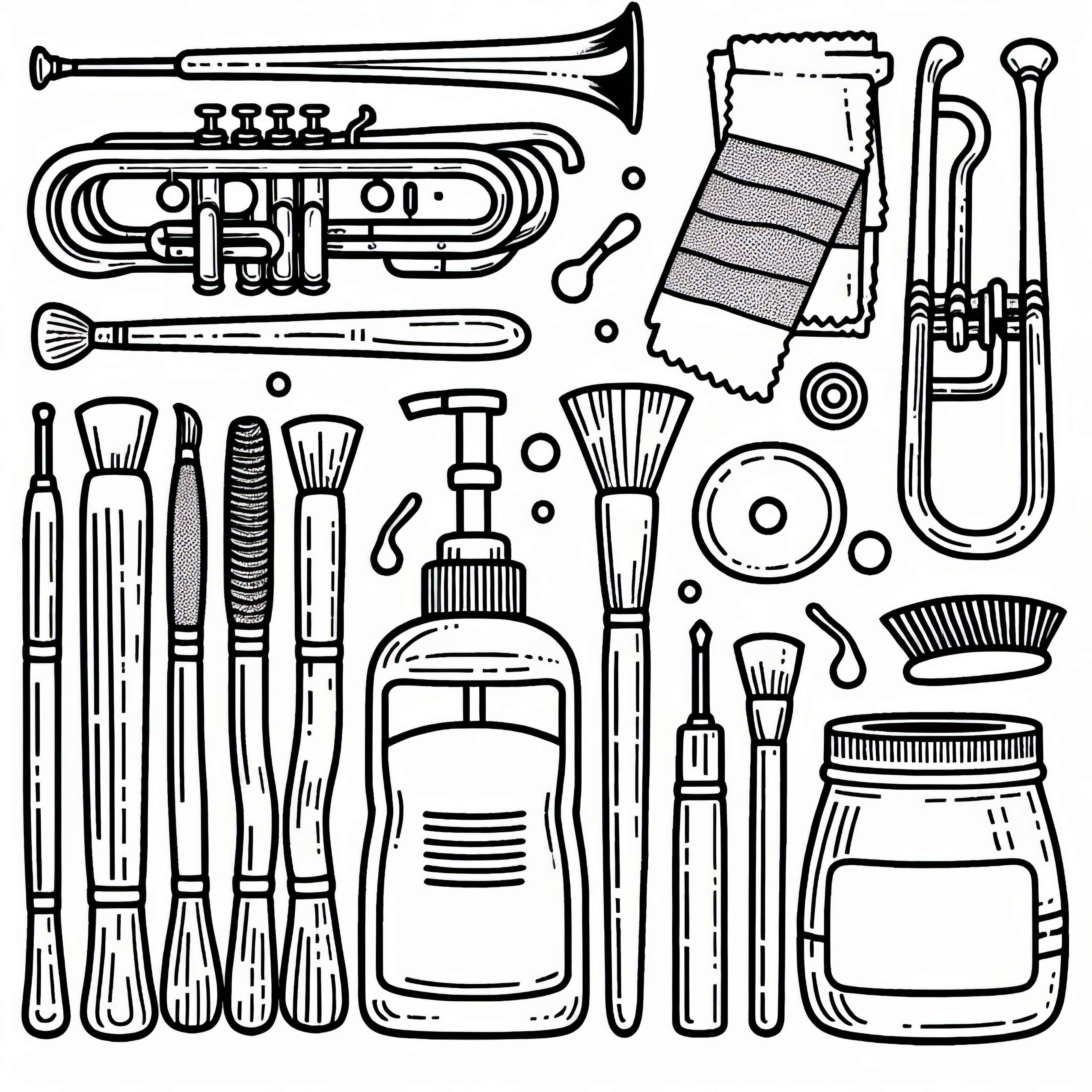 Cleaning sets, brushes, cloths, oils, coloring pages, accessories, and brass instruments available for free download