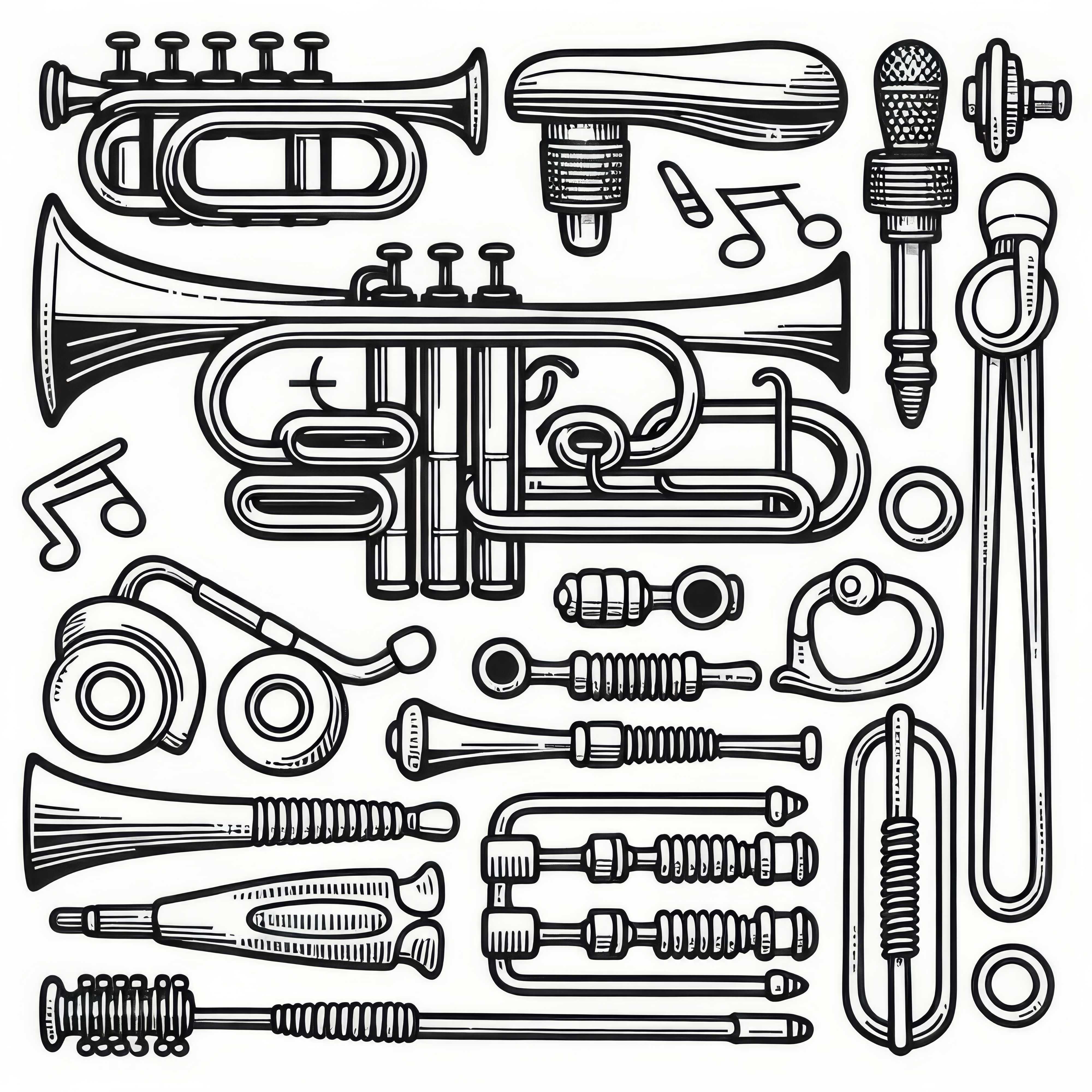 Coloring template accessories brass instruments free Free coloring template for brass instruments